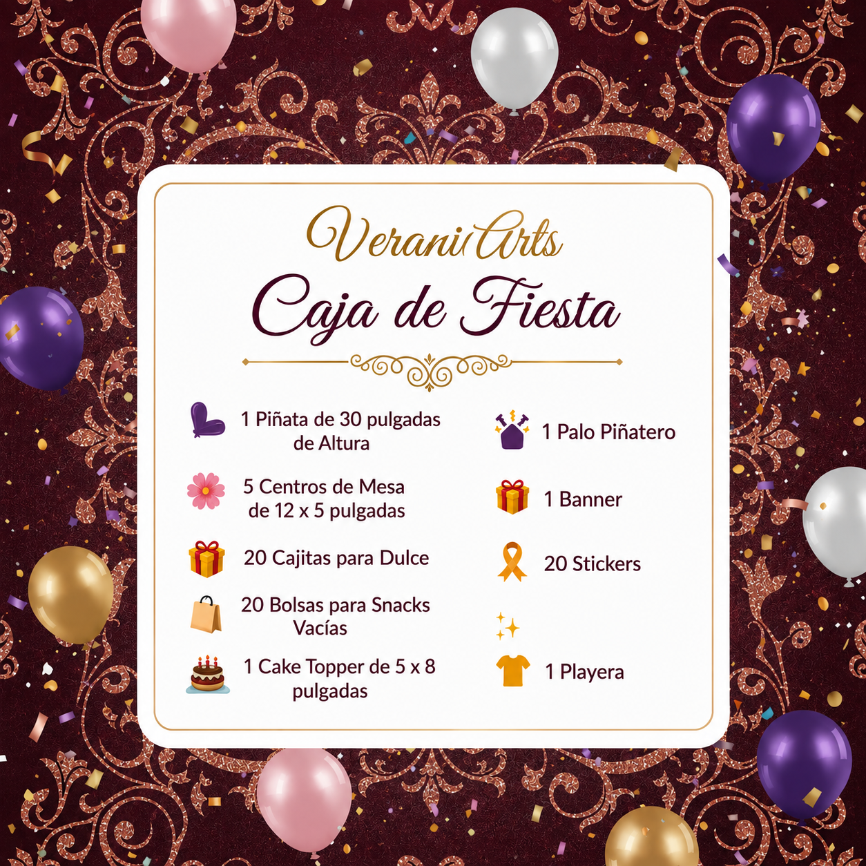 VeraniArts Party Box — Kit Completo de Fiesta Personalizado